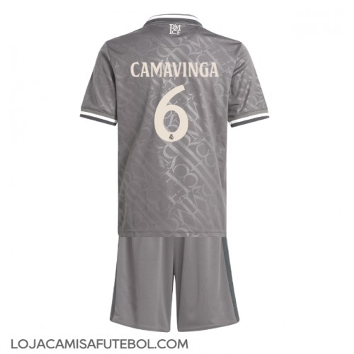 Camisa de Futebol Real Madrid Eduardo Camavinga #6 Equipamento Alternativo Infantil 2024-25 Manga Curta (+ Calças curtas)